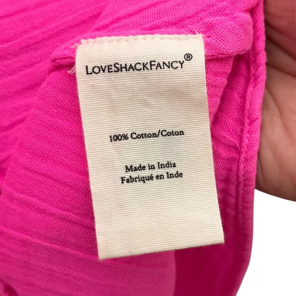 LoveShackFancy Athalia Dress Womens XS Pink Cotton Mini Ruffle Cottagecore Date